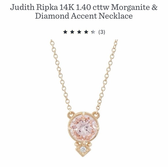 New Judith Ripka 14k Yellow Gold Morganite & Diamond 1.40 cttw Necklace